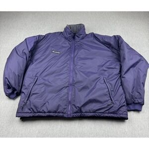 Columbia Jacket Mens XL Purple Full Zip Bomber Outdoor Hiking Puffer Mock Neck